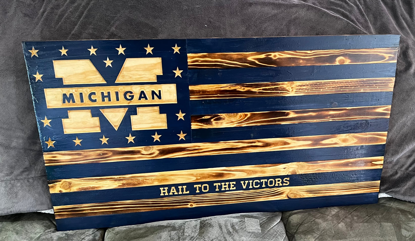 Hail to the Victors Wooden Flag 36x20