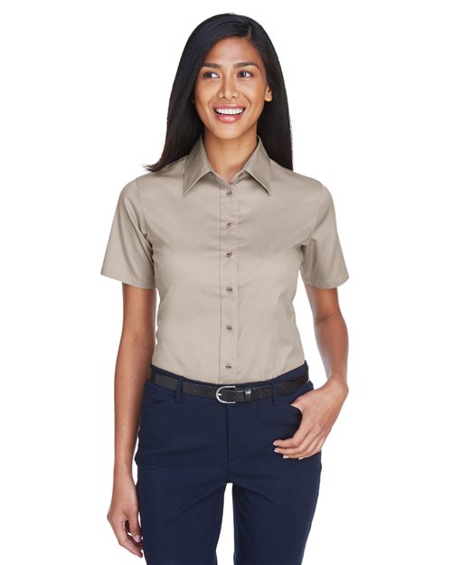 Women's Easy Blend™ Short Sleeve Twill Dress Shirt with Stain-Release