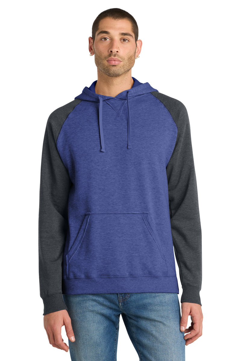 District Young Mens Lightweight Fleece Raglan Hoodie DT196