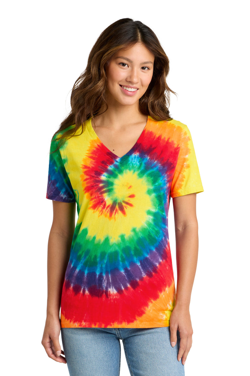 Port & Co Women's Tie-Dye V-Neck Tee. LPC147V