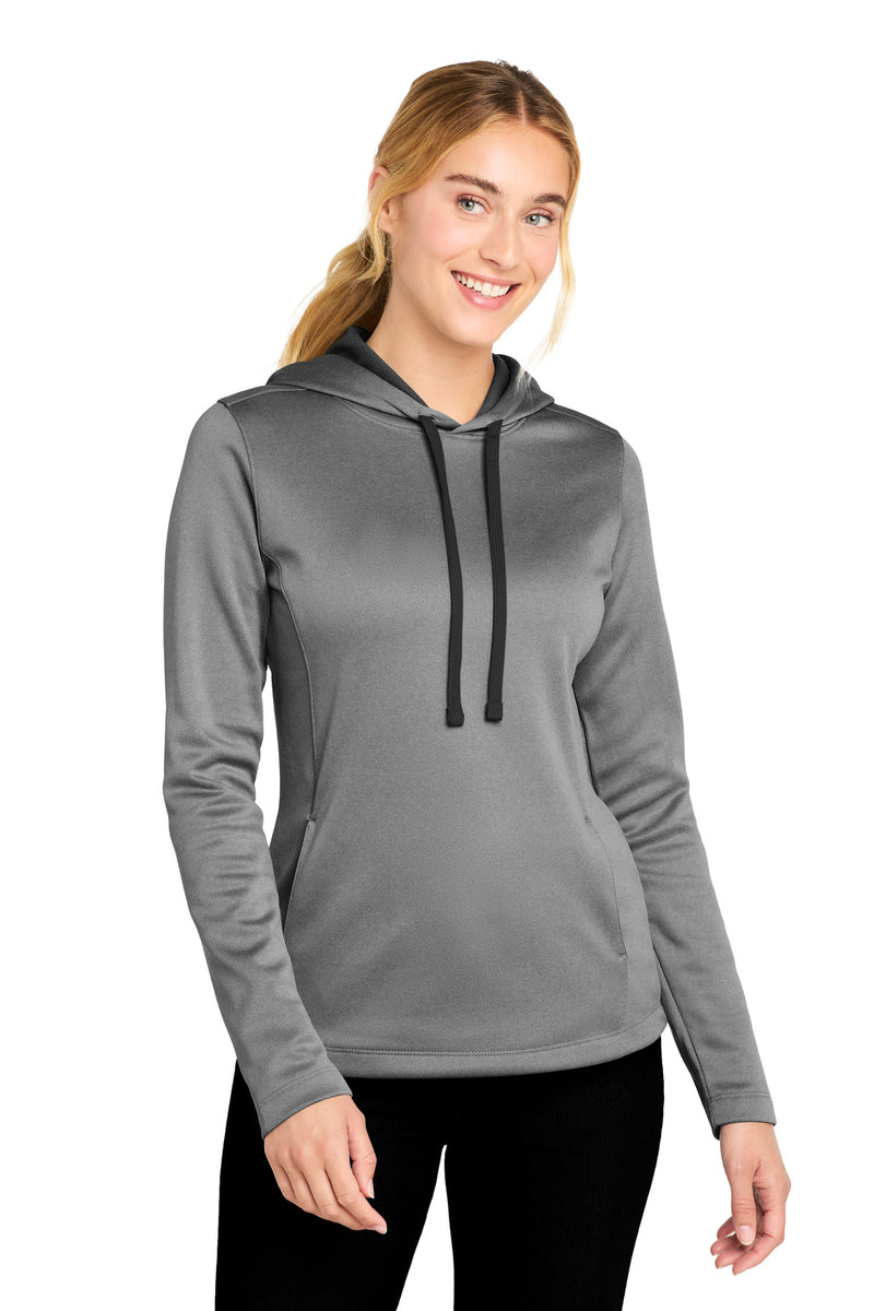 Sport-Tek Women's PosiCharge Sport-Wick Heather Fleece Hooded Pullover. LST264