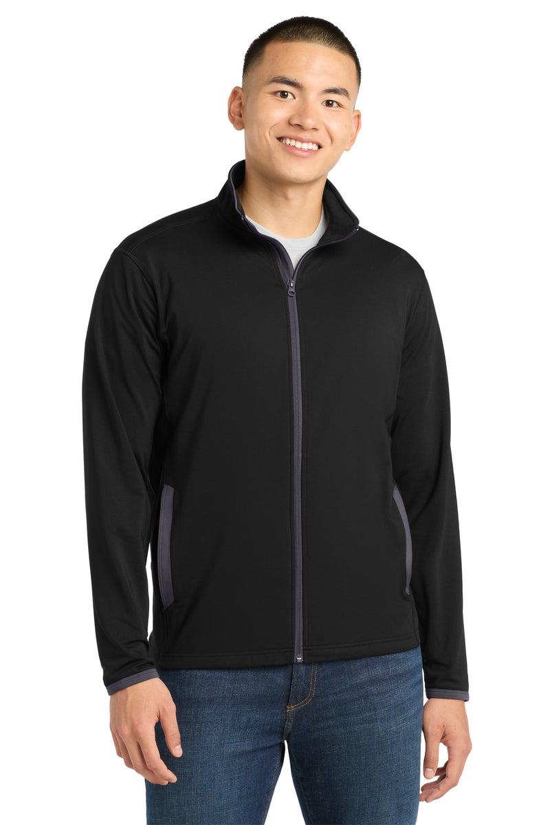 Sport-Tek Sport-Wick Stretch Contrast Full-Zip Jacket. ST853
