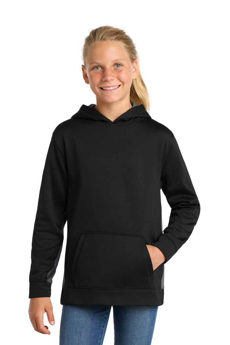 Sport-Tek Youth Sport-Wick Fleece Colorblock Hooded Pullover. YST235