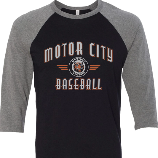 Motor City Baseball Tri-Blend 3/4-Sleeve Raglan T-Shirt