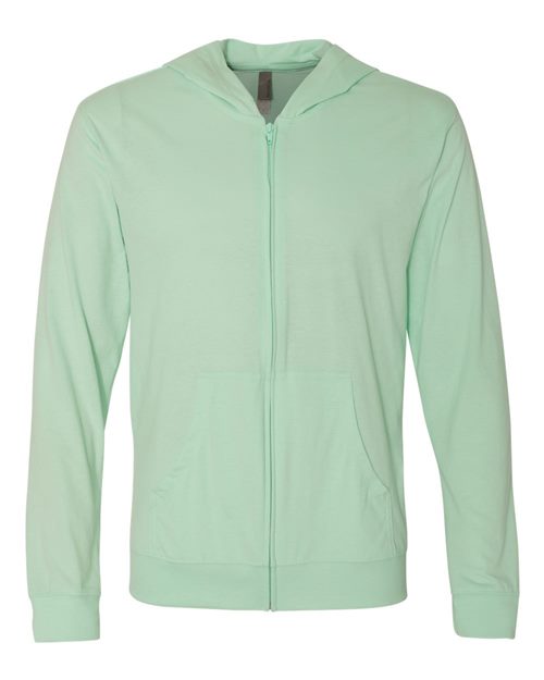 Unisex Sueded Long Sleeve Hooded Full-Zip T-Shirt