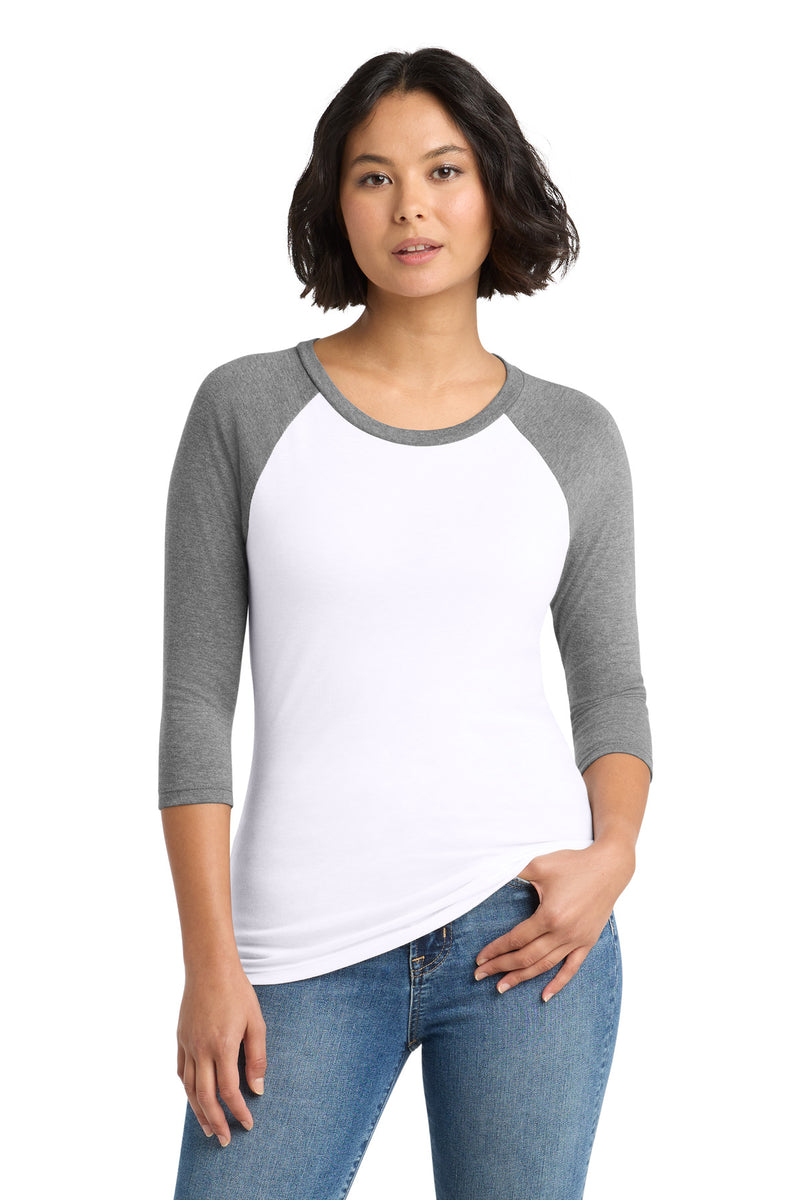 District Women's Perfect Tri 3/4-Sleeve Raglan. DM136L