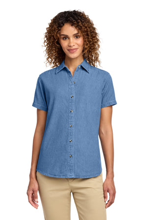 Port & Co Women's Short Sleeve Value Denim Shirt.  LSP11