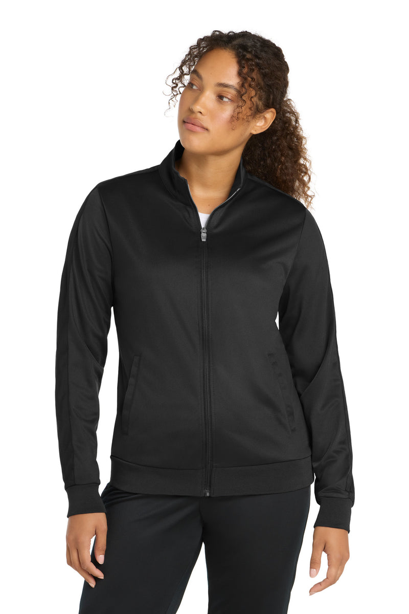 Sport-Tek  Women's Tricot Sleeve Stripe Track Jacket. LST94