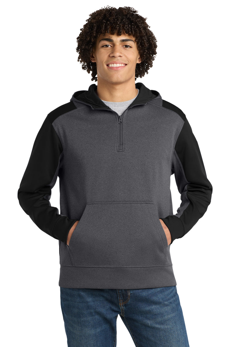 Sport-Tek  Tech Fleece Colorblock 1/4-Zip Hooded Sweatshirt. ST249